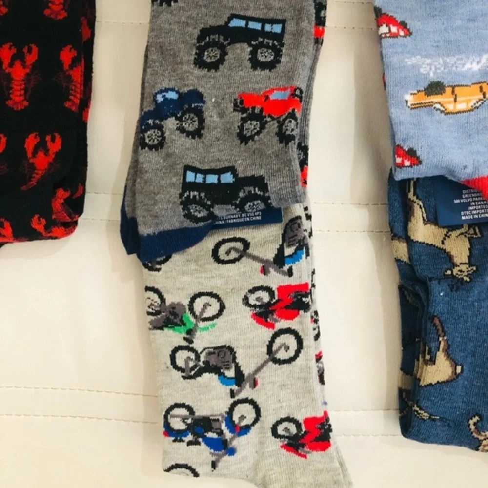 3pairs men’s socks-avocado toast‎ deer lobster cars trucks dogs motorcycle new